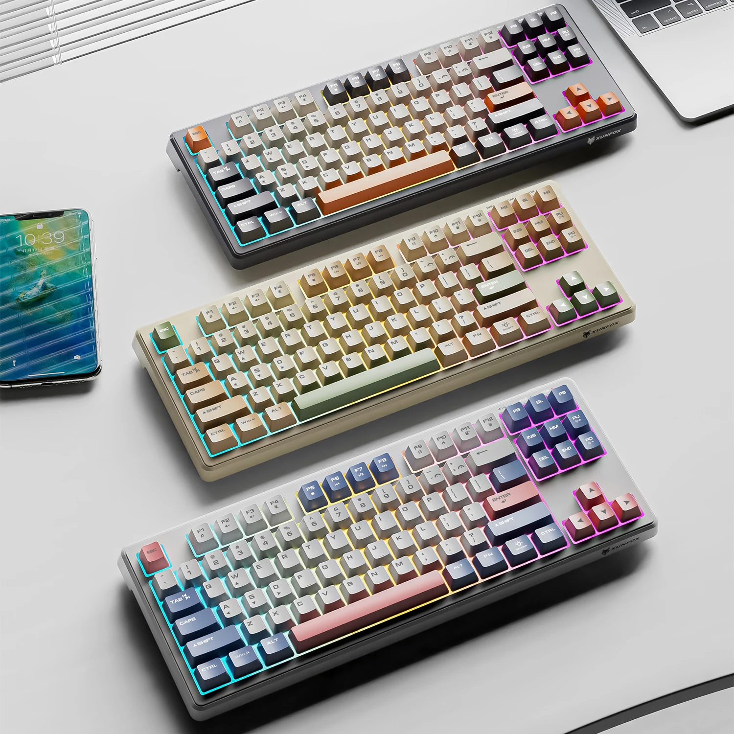 XUNFOX K60 유선 키보드, 87키, 무지개 조명 - Home Office Uk Number 리뷰 및 가격
