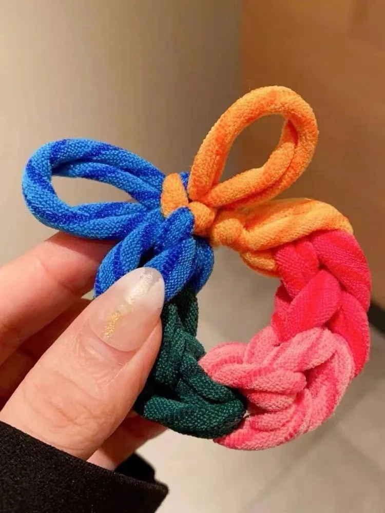 5 Pcs Korean Style Dopamine Color Rubber Bands Vibrant and Colorful Elastic Hair Ties for Women Trendy Durable Stretchy