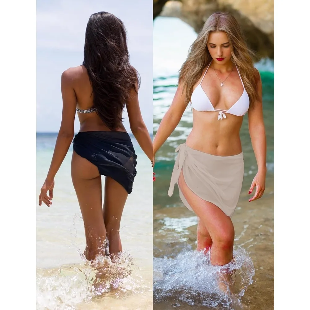 Sarong Wraps for Women, Beach Cover Ups for Women, Chiffon Sarong Swimsuit Coverup for Pool, Summer Wear