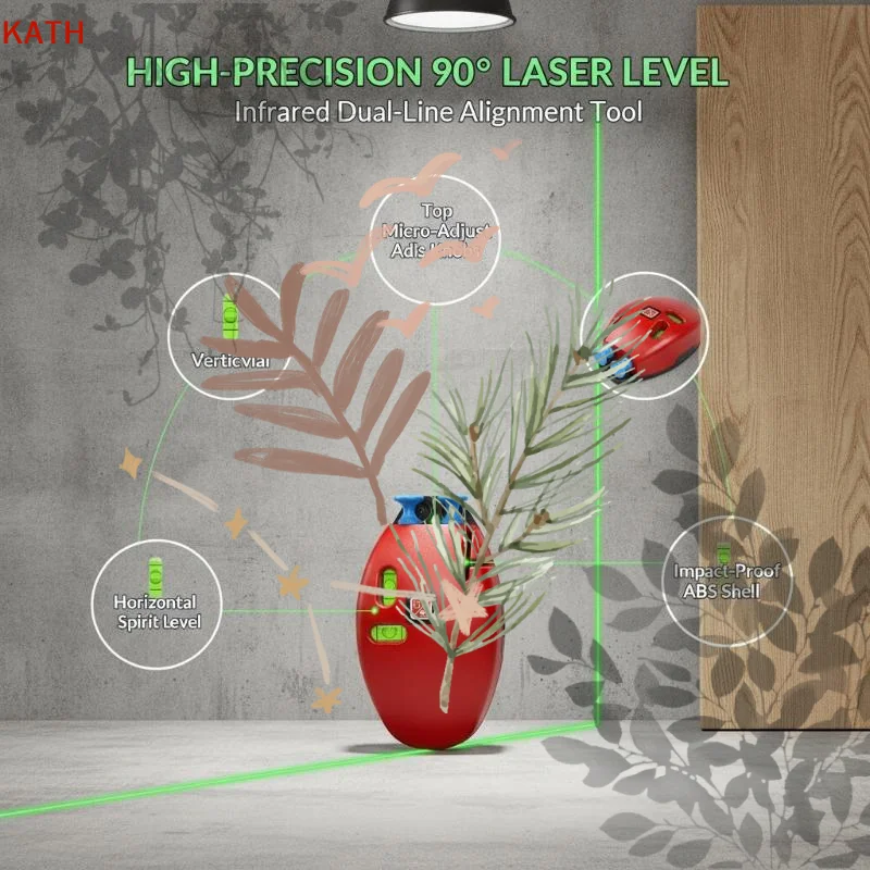 Mouse Shape Laser Level, 90 Degree Right Angle Laser Line Level with Strong Magnetic Base