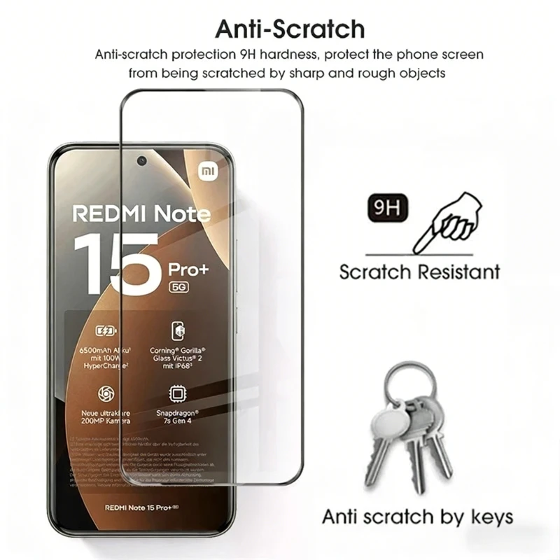 Note 15 Global Cover 6in1 HD Tempered Glass Screen Protector for Xiaomi Redmi Note 15 Pro Plus Note 15 14 Pro 5G 4G Camera Film