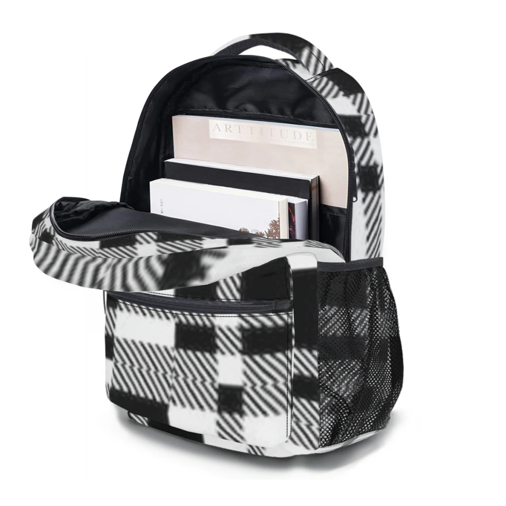 Mochila Check elegante, grande capacidade, bolsa de livros na moda, bolsos múltiplos, ajustável 17 Polegada, novo