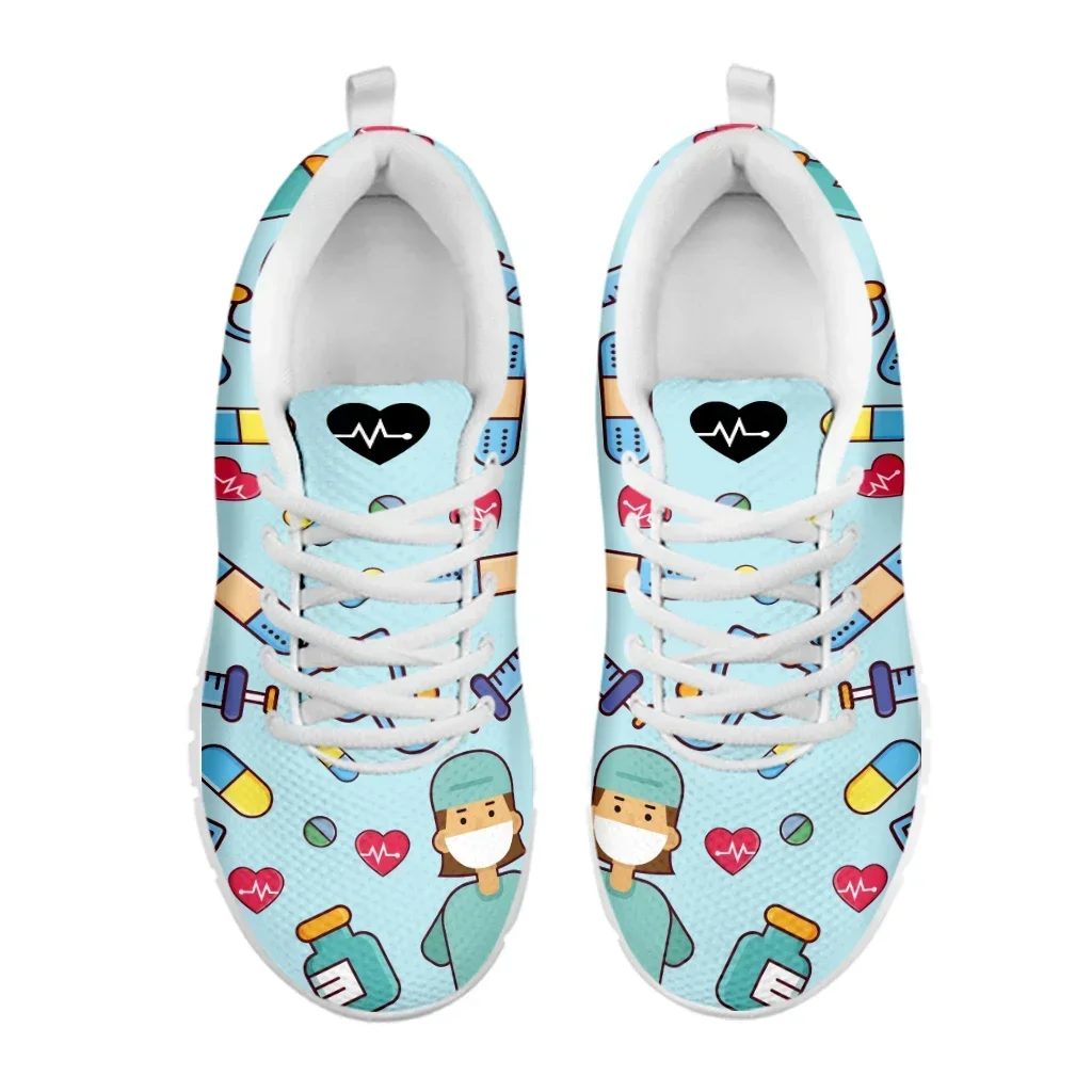 Vrouwen Arts Verpleegster Sneakers Medisch Ziekenhuis Print Lichtgewicht Mesh Flats Dames Casual Lente Schattige Verpleegschoenen