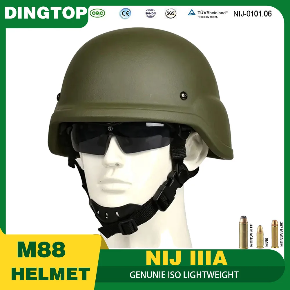 Casco NIJ IIIA ligero ISO, protección UHMWPE PASGT/M88, a prueba de balas, para militares