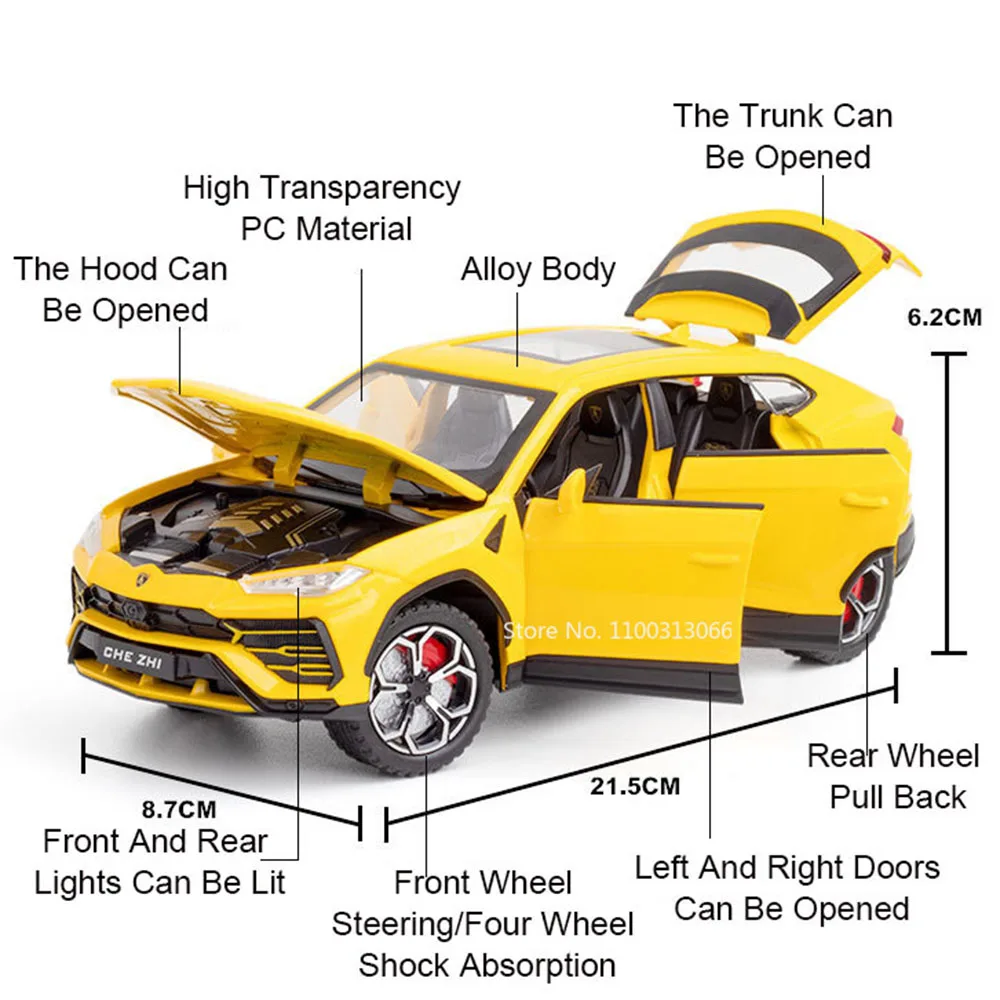 1:24 لامبور أوروس سيان FKP37 سبيكة سيارات رياضية لعب نماذج Diecasts على الطرق الوعرة المركبات ضوء الصوت نموذج مصغر سيارة هدايا الاطفال