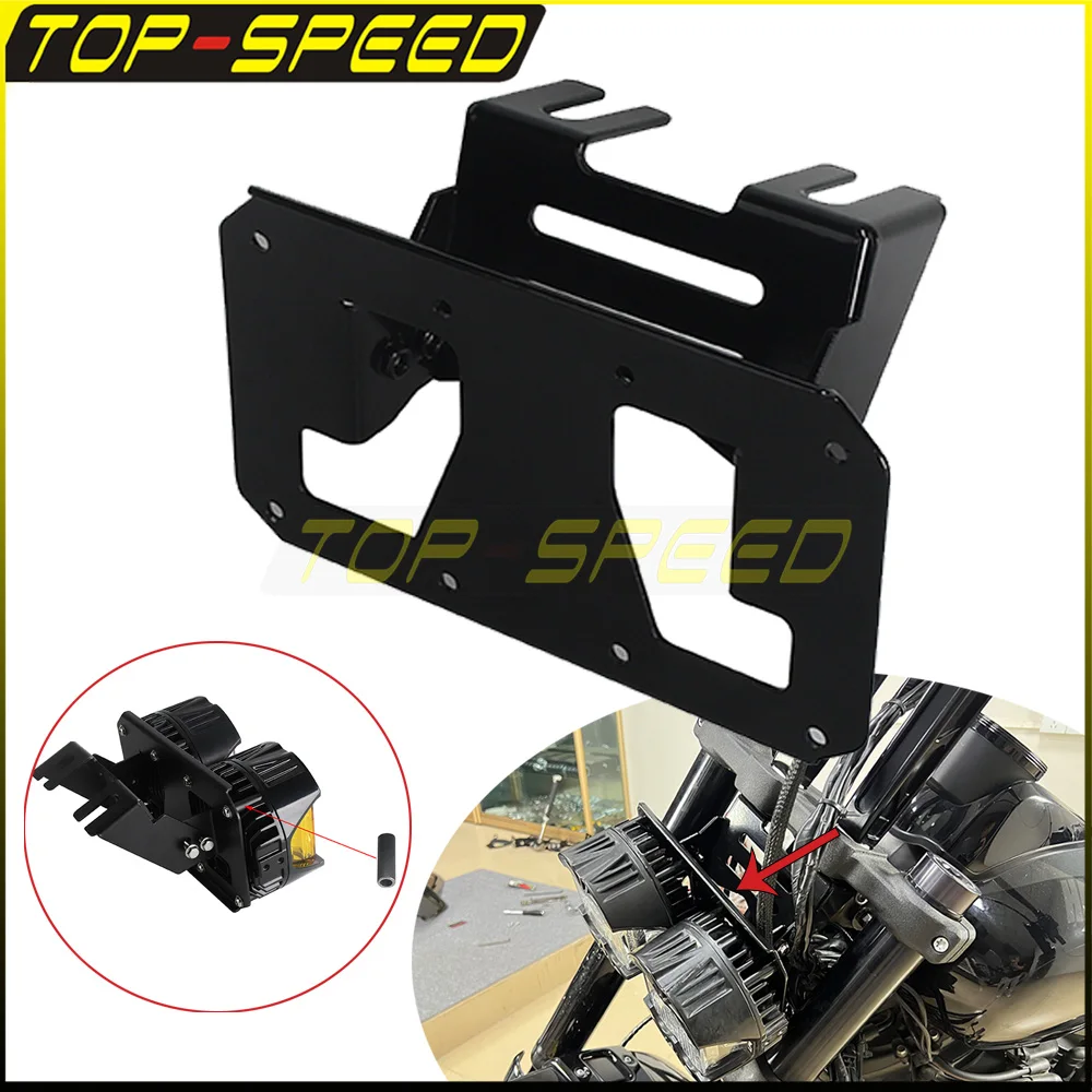 For Harley Softail M8 Fat Bob 114 FXFB FXFBS 2018-2024 Motorcycle LP4 Front Lighting Bracket System Modular Mounting Combo Kit