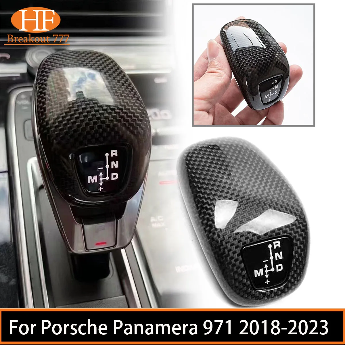 Carbon Fibe Car Accessories Gear Shift Knob Cover Trim Shifter Handle Sleeve Cap Decoration For Porsche Panamera 971 2018-2023