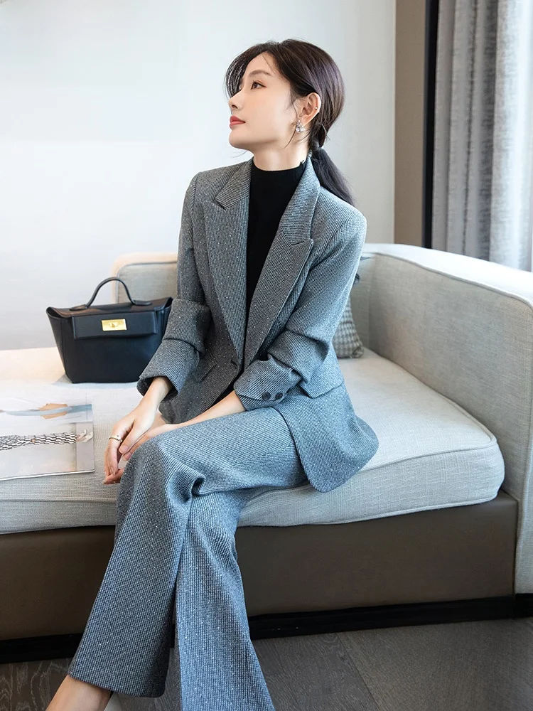 

Gray Suit Jacket Women's Summer New High-End Design Sensation West Clothes Top Personality Professional Set Elegant