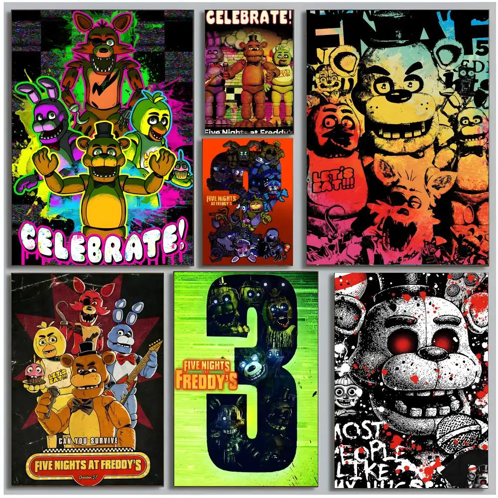 game horror F-Five Nights at Freddy's Poster Modern Wall Art Bedroom Living Room Print Unframed