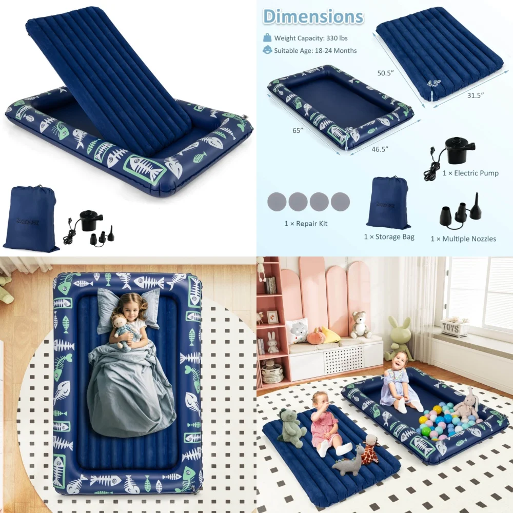 어린이 여행용 양면 에어 매트리스 세트 이미지