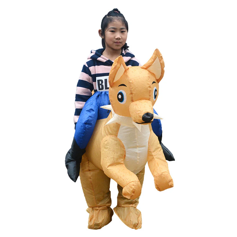 Marioneta pequeño perro amarillo ropa inflable disfraz infantil trajes pequeños animales niños actuando