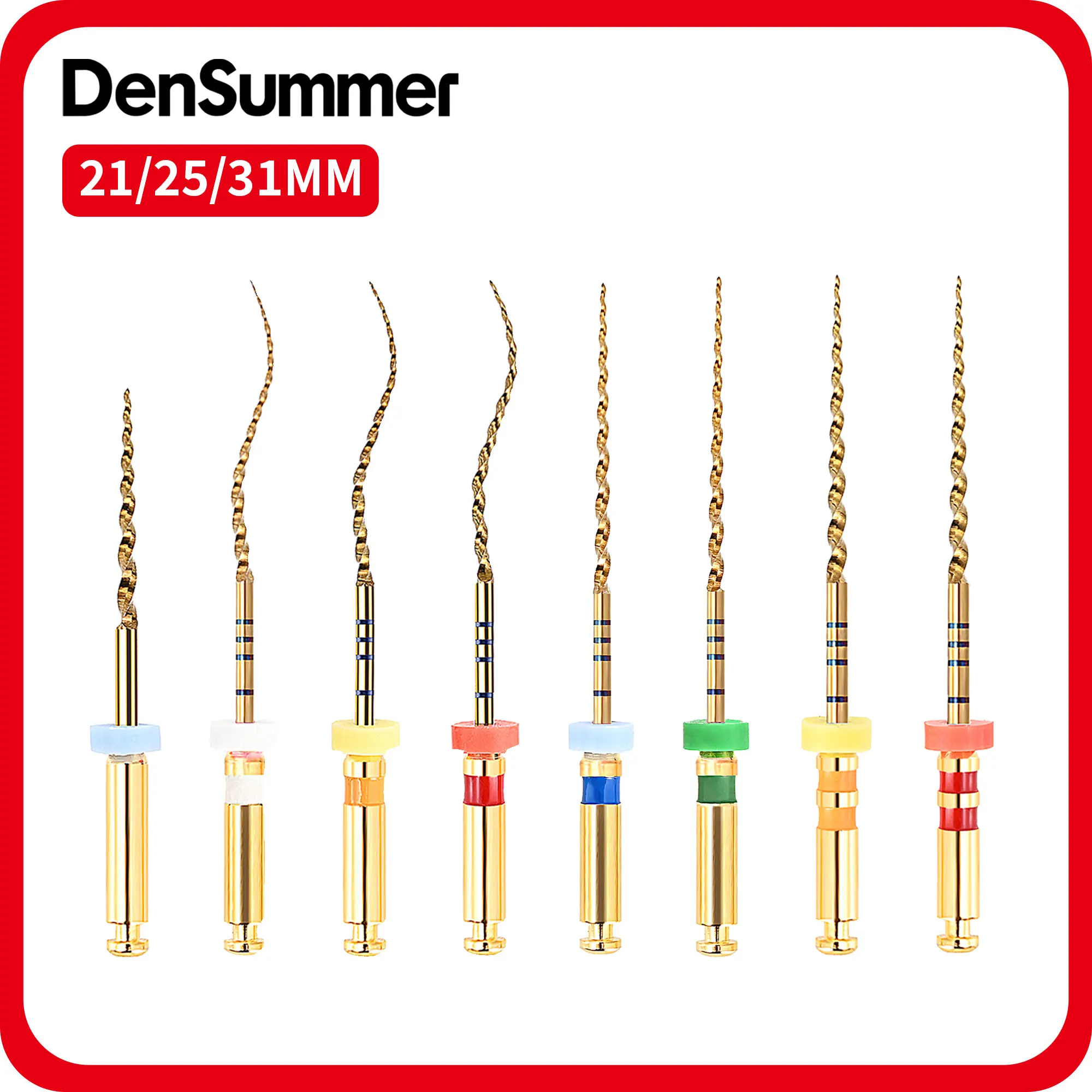 DenSummer Gendo Dental Files 19/21/25mm Root Canal Treatment Rotary Golden File Dentist Tools Heat Activated Flexible Endo Files