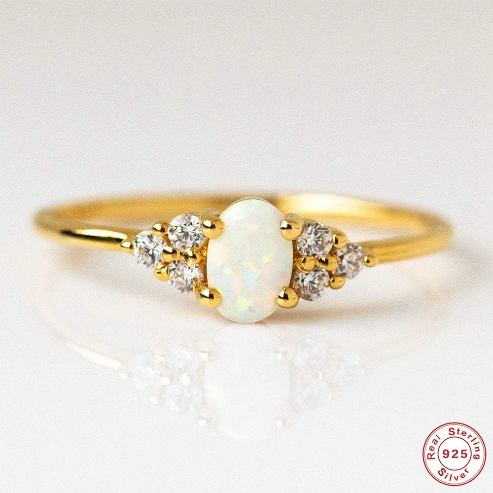 Qiao cincin Opal api alami indah untuk wanita 925 perak mewah Oval pernikahan pertunangan cincin ulang tahun hadiah ulang tahun perhiasan