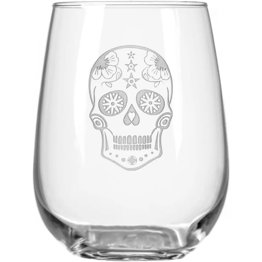 مجموعة كؤوس النبيذ بدون جذع على شكل جمجمة السكر مكونة من 4 أونصة بتصميم واضح لتناول الطعام الحديث مثالية للتجمعات غير الرسمية وديكور منزلي أنيق