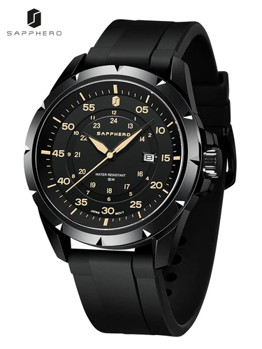 SAPPHERO Reloj para hombre, reloj de cuarzo de lujo, resistente al agua hasta 50M, movimiento importado, reloj de acero inoxidable, reloj de pulsera de regalo para hombre