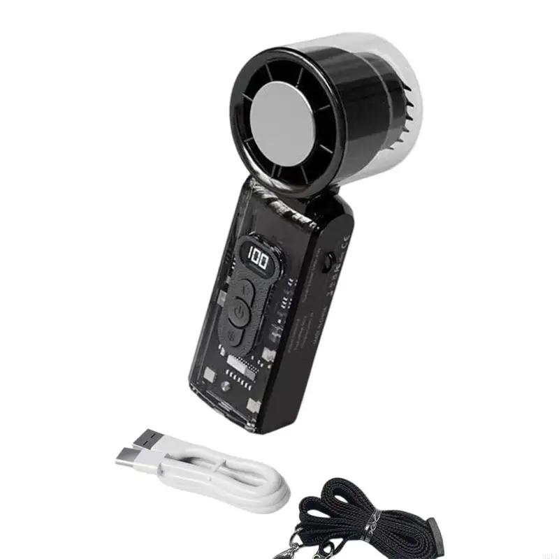 Portable Handheld Turbos Fan Rechargeable Clear Shell Cooling Fan for Outdoor Activities, Travel, Working Easy to Carry 