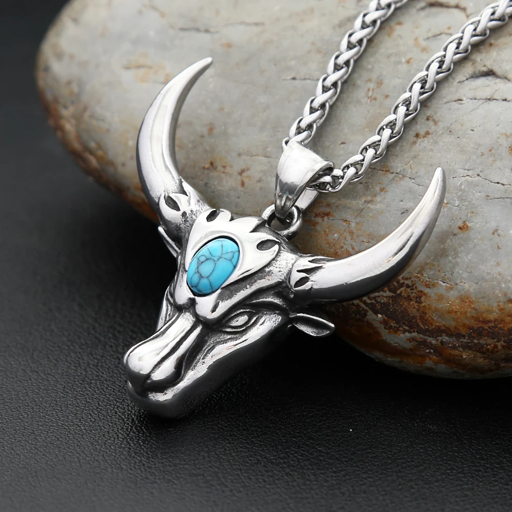 Vintage Fashion Stainless Steel Bull Head Pendant Necklaces For Men Women Hip Hop Punk Zodiac Amulet Jewelry Gifts Dropshipping