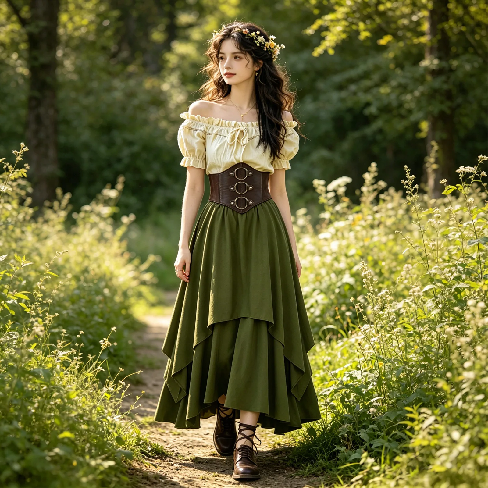 Summer Renaissance Clothing - Renaissance Style Loose Shoulder Shirt Large