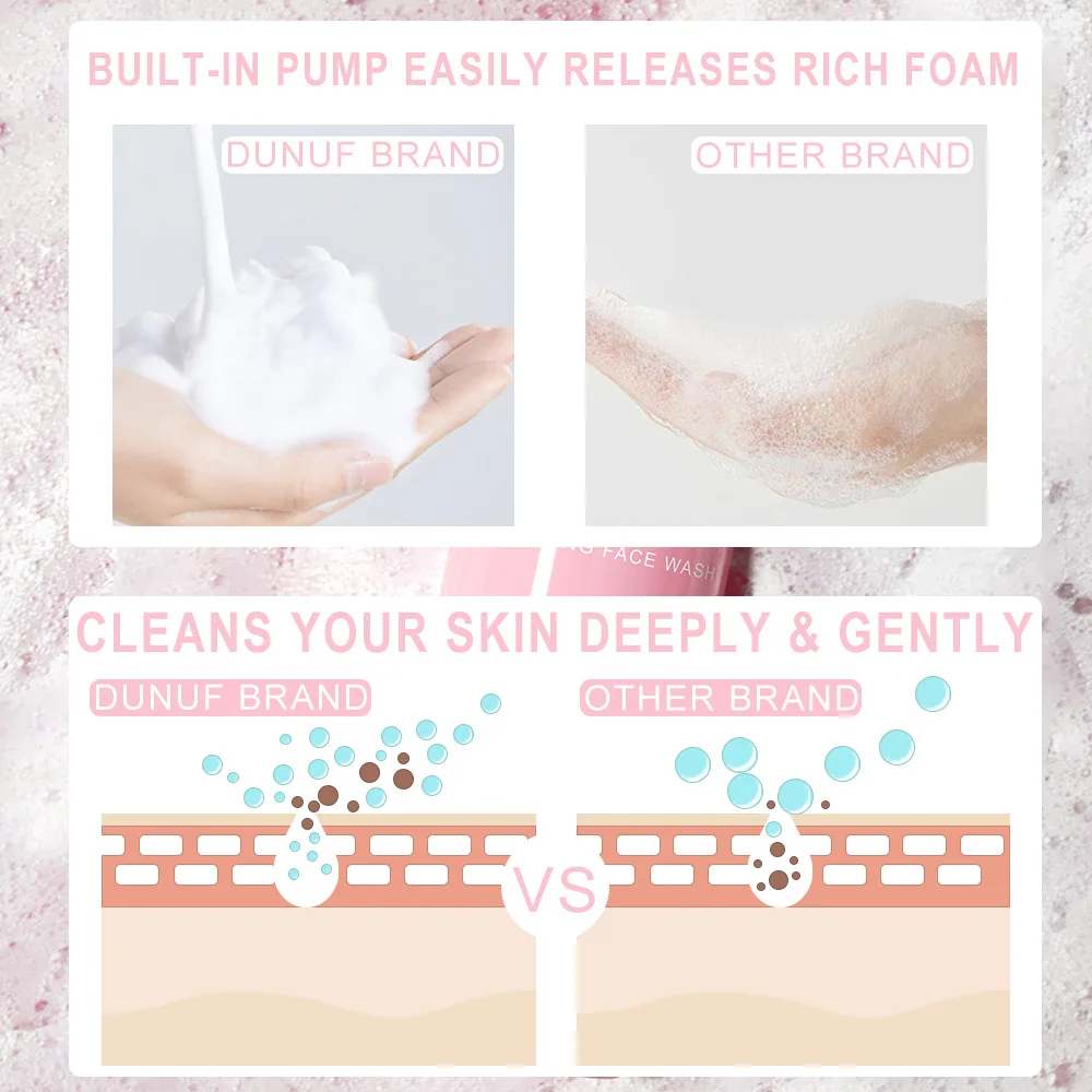 منظف رغوي مرطب مع الجلسرين وحمض الهيالورونيك لتنظيف المسام العميقة وترطيب غسول الوجه لجميع أنواع البشرة والمكياج