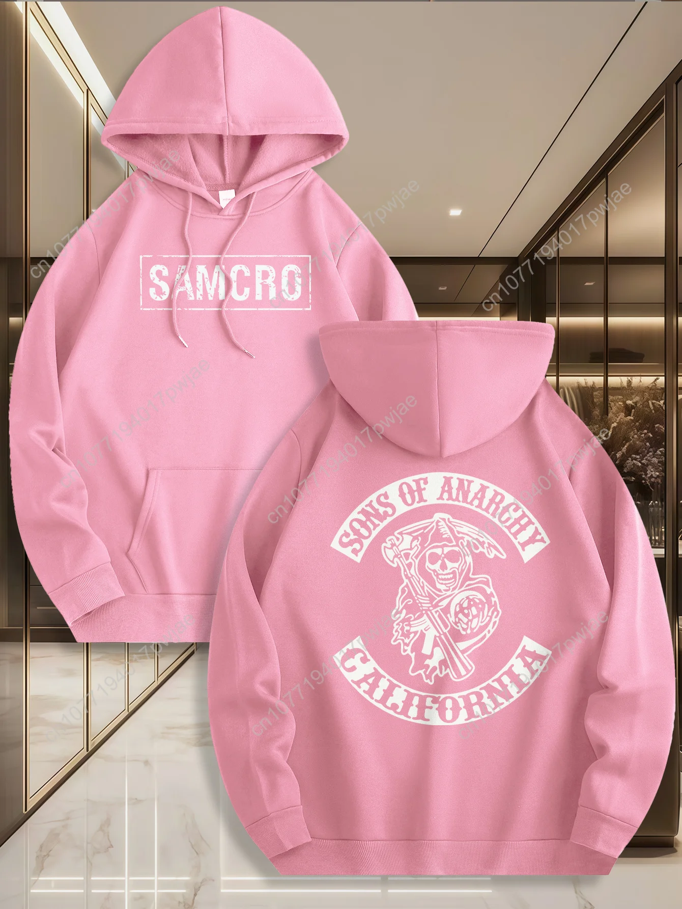 

[Soft Fabric, SAMCRO Hoodie] Men's Sons of Anarchy SAMCRO Graphic Hoodie - Soft Fabric, Adjustable Drawstring Hood, Front Kangar