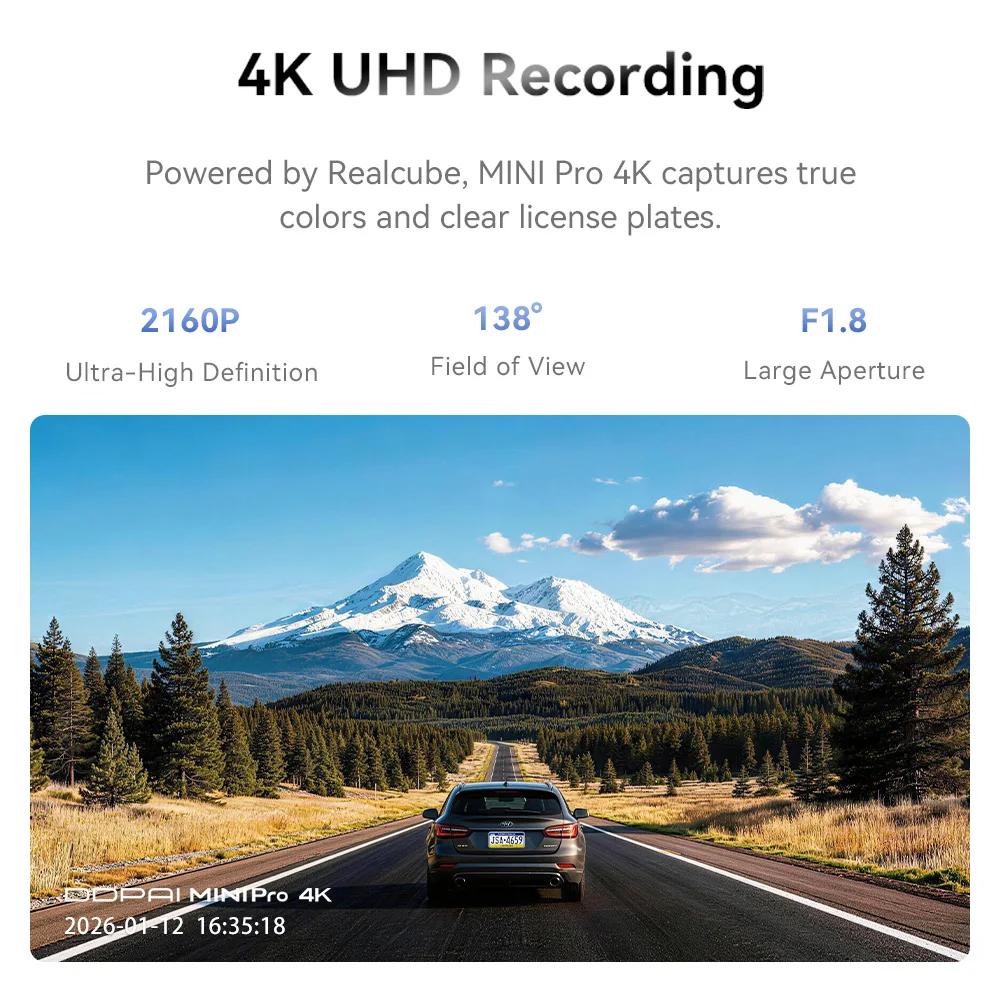 DDPAI MINI Pro 4K Dash Cam 2160P UHD Car DVR Night Vision 5GHz WiFi 6 24H Parking Monitor Supercapacitor 360° Rotatable Camera