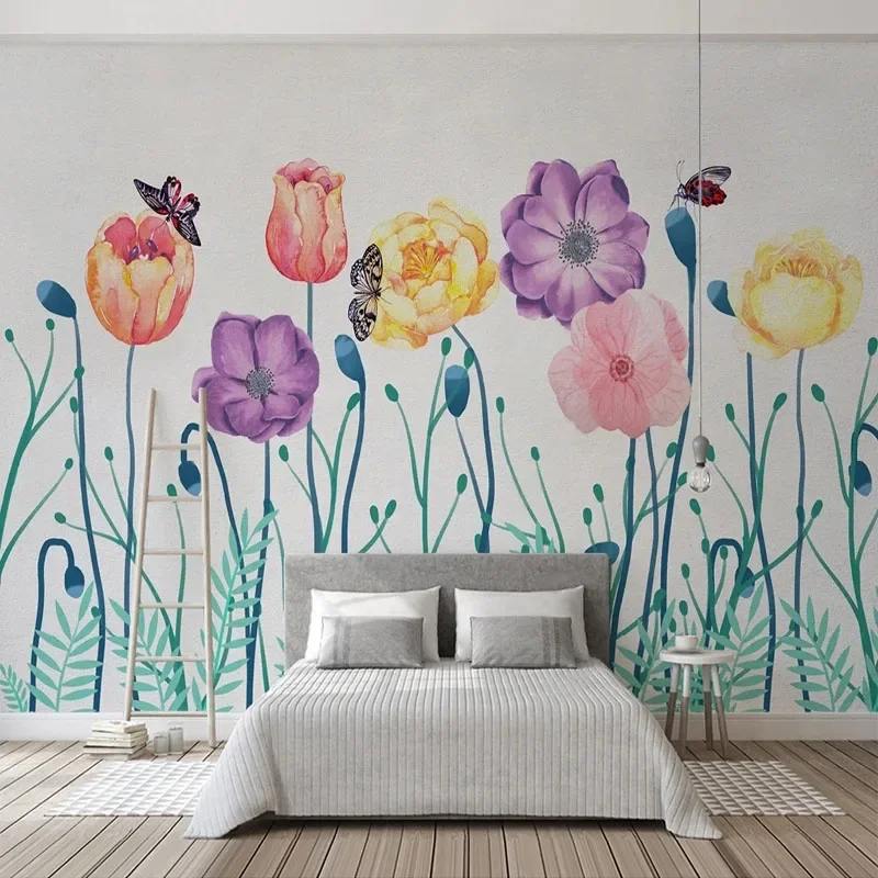 

Custom 3D Mural Wallpaper Poppy Flower Background Wall Painting Living Room TV Sofa Home Papel De Parede Papel Pintado De Pared