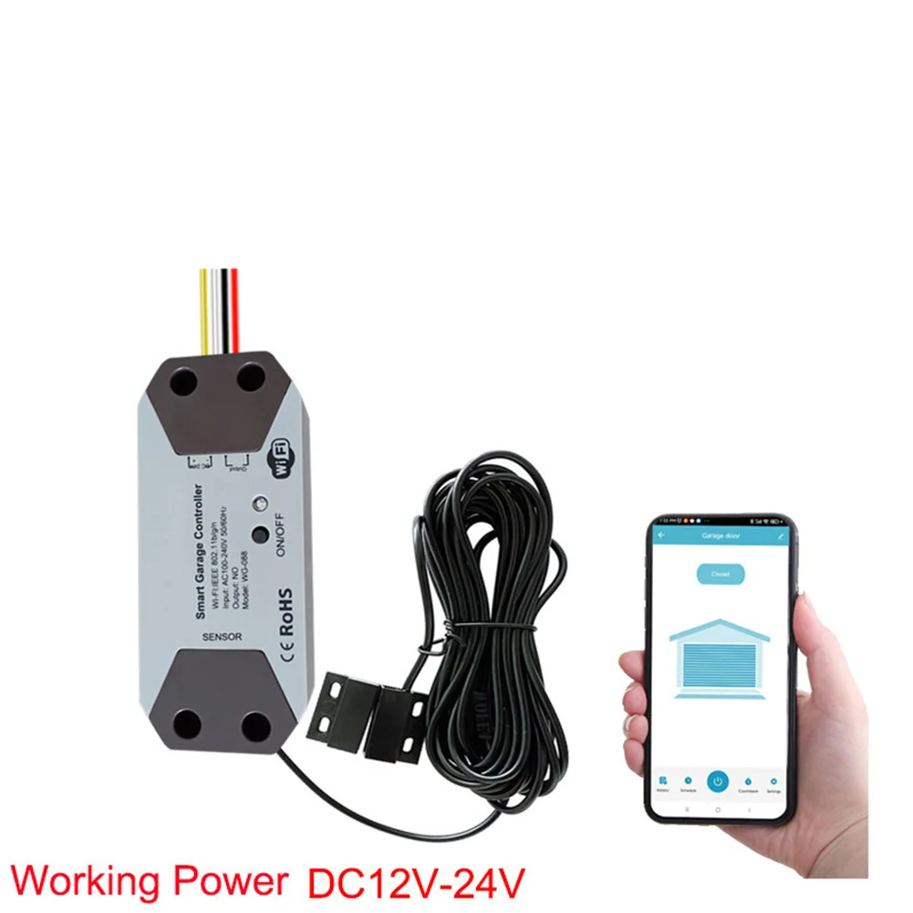 

For TUYA Smart Garage Door Opener Controller 12V 24V with Magnetic Sensor Wireless 24 Hour Remote Access Compatible with
