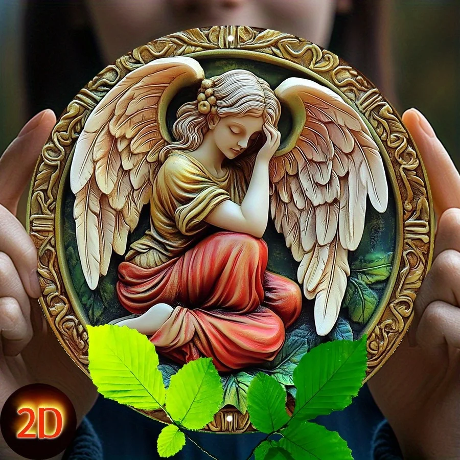 

Angel Warrior Mythical Guardian Decorative Aluminum Wall Hanging Plaque - Traditional Style, Multipurpose Indoor/Outdoor Art
