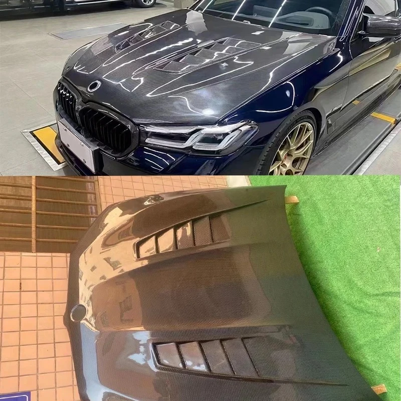 

For Bmw F90 M5 G30 5 Series Dry Carbon Fiber Front Engine Hood Bonnet Cover with Air Vents Body Kits