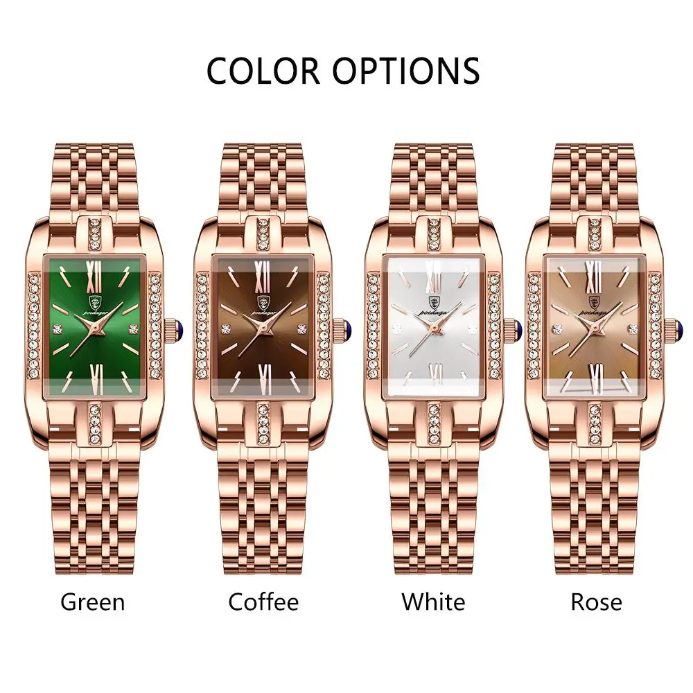 2022 Square Ladies Wrist Watches Dress Gold Watch Women Crystal Diamond Watches Stainless Steel Silver Clock Women Montre Femme