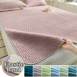 New Latex Fitted Sheet with Four Corner Elastic Band Cooling Fabric Bed Pad Summer Mattress Cover Non-slip Cool Mat Bed Linen