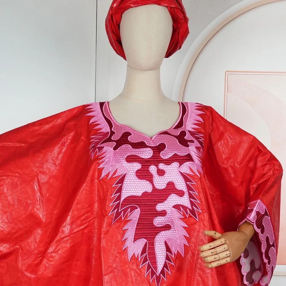 Новинка 2024 года, африканская одежда больших размеров для женщин, элегантные платья, вечерние свадебные платья с вышивкой, красная повседневная одежда, летнее мусульманское платье