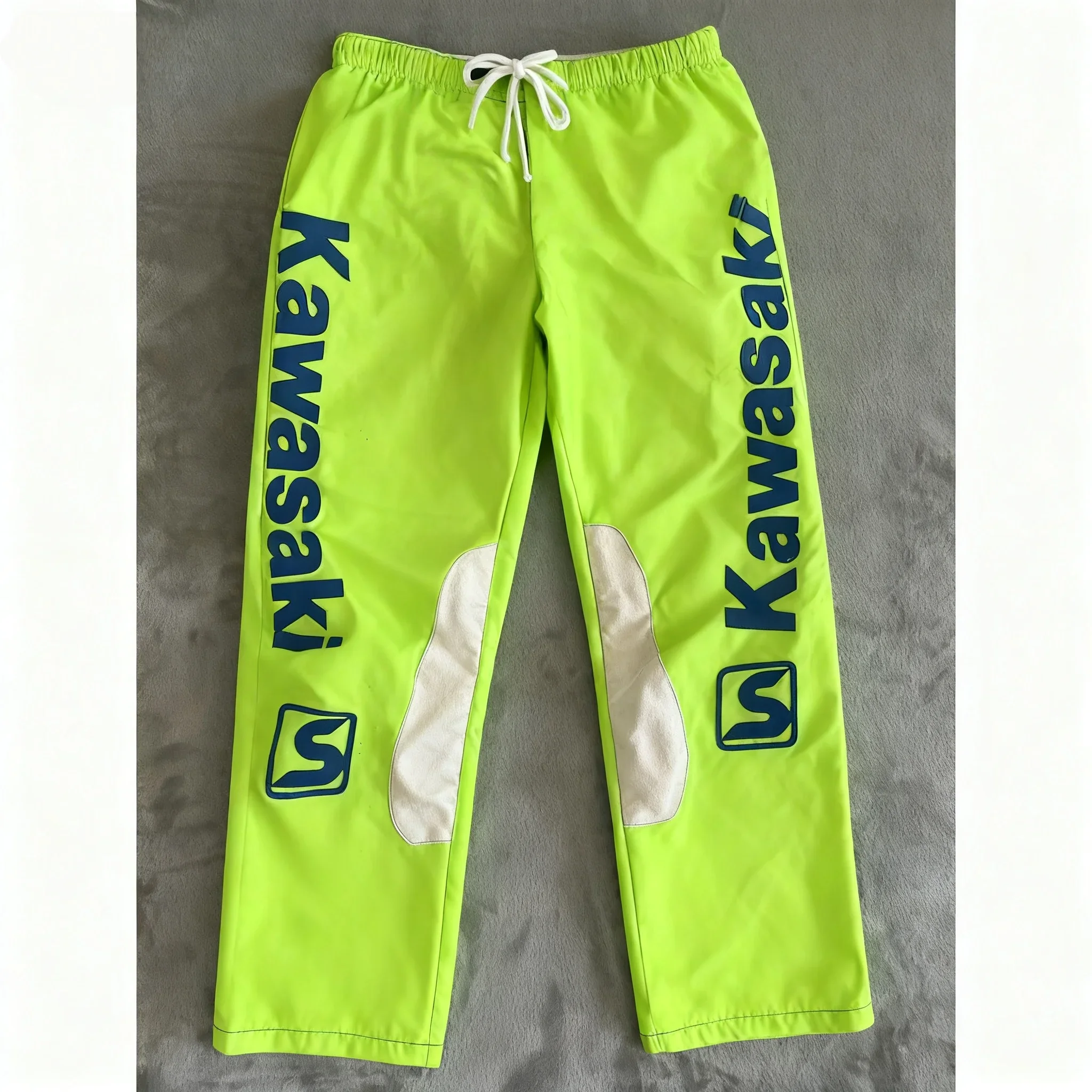 

Vintage Sinisalo Kawasaki Pants Mens Neon Green Blue Motocross Racing 90s Loose Fast Dry Comfortable Breathable Motorcycle Pants