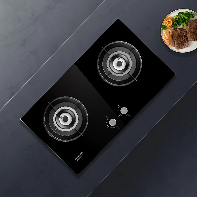 

Оптовая продажа, 2-конфорочная газовая плита, встроенное электрическое стекло для домашнего использования и гостиничного использования, верхняя часть из закаленного стекла