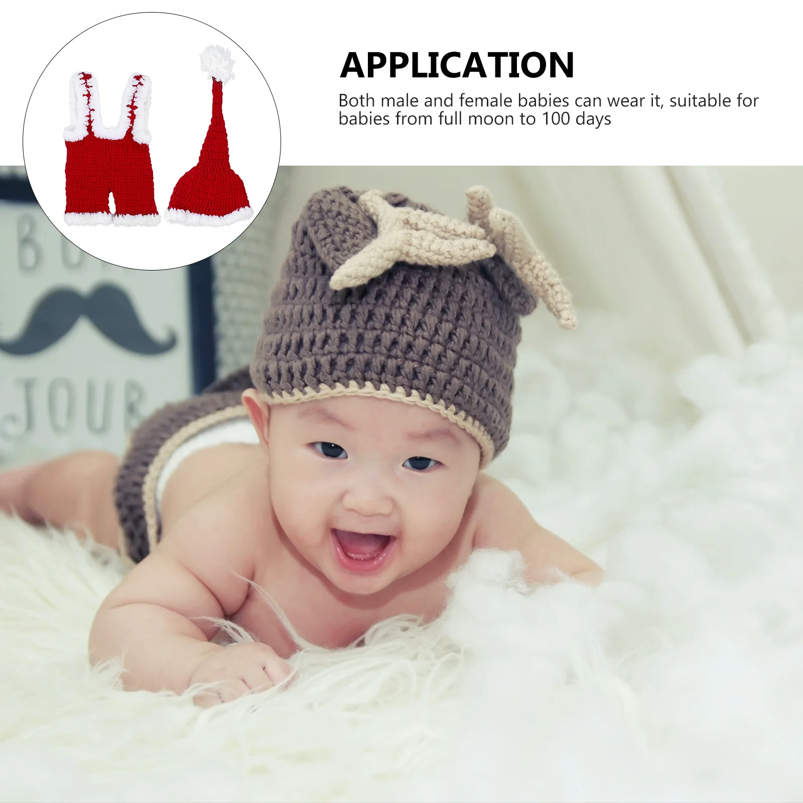 

1Set Baby Photography Props Hand-Knitted Christmas Costume Set Cute Toddler Santa Outfit Holiday Apparel for Babies