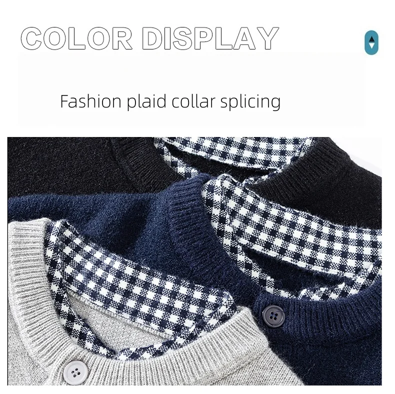 Luxuriöser Retro-Design Strick-Cardigan für Herren Neuer Hochwertiger Beliebter Karierter Patchwork-Pullover Jugendlicher Lässiger Dicker Warmer Mantel – Detail 3