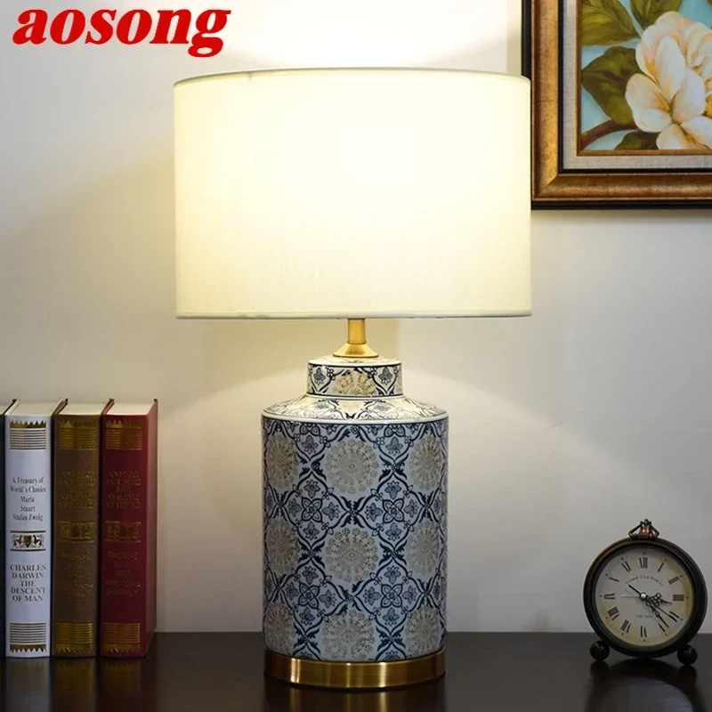

Современная керамическая лампа AOSONG, креативный Рабочий стол для гостиной, спальни, кабинета, отеля, инженерной комнаты