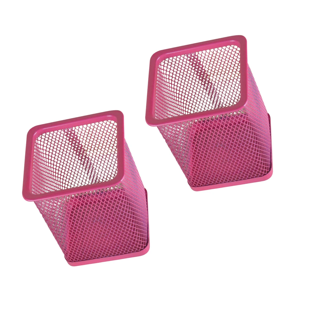 

2pcs Metal Mesh Pencil Holder Silver Scratch Resistant Lightweight Storage Organizer For Pencils Cosmetics Trinkets