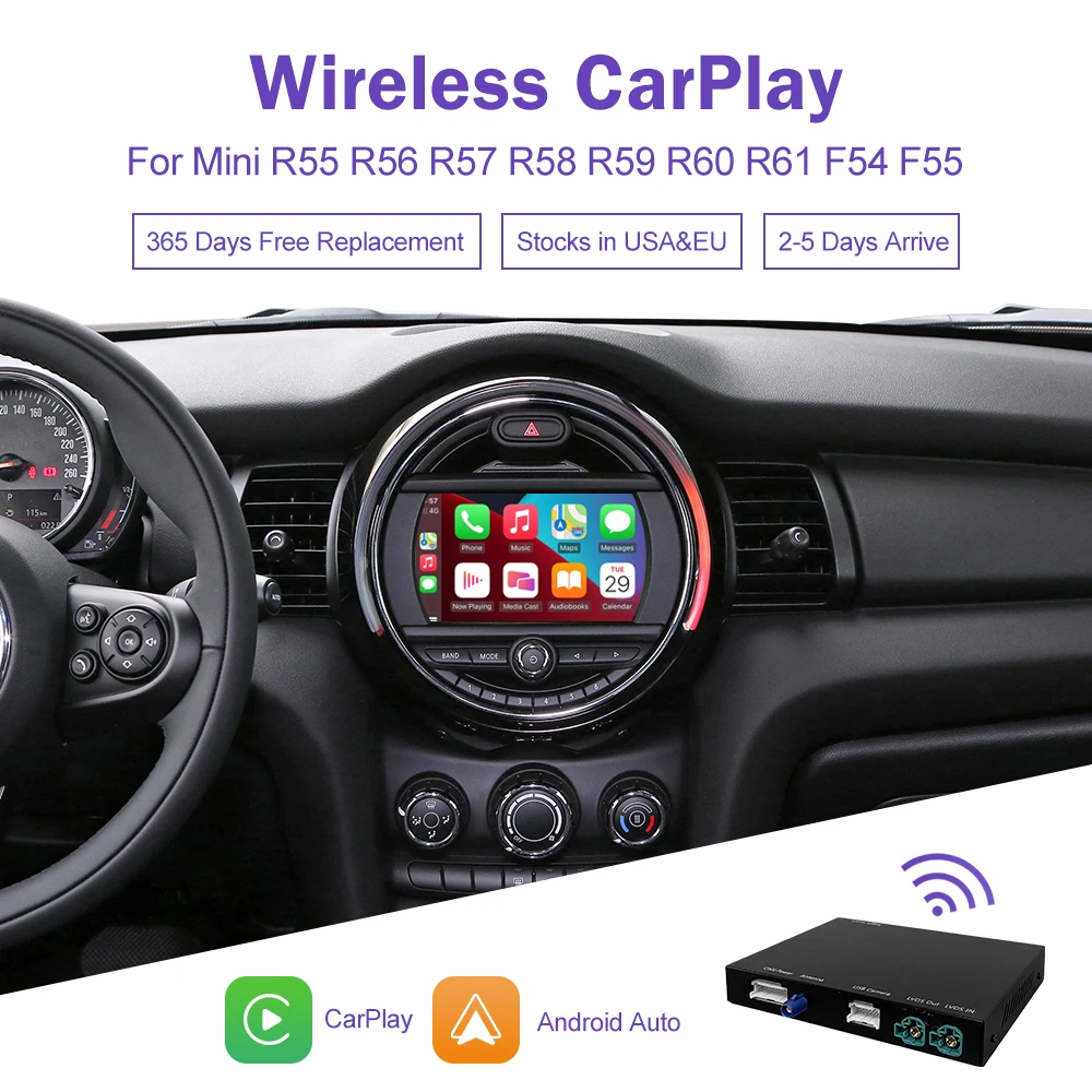 Drahtloses CarPlay Android Auto für Mini R55 R56 R57 R58 R59 R60 R61 F54 F55 Clubman Countryman Hardtop John Cooper F56 F57