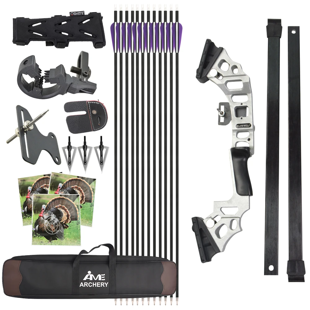 Recurve Bow Arrow Set for Adults 30-40LBS Right-Handed Carbon Arrows Included for Hunting Outdoor Target Archery Practice