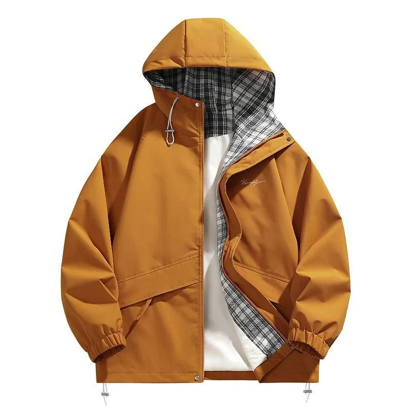 

Мужская ветровка на осень и весну, новая модная однотонная, для активного отдыха, ветрозащитная, с капюшоном, повседневная, свободного кроя, больших размеров, M-4XL