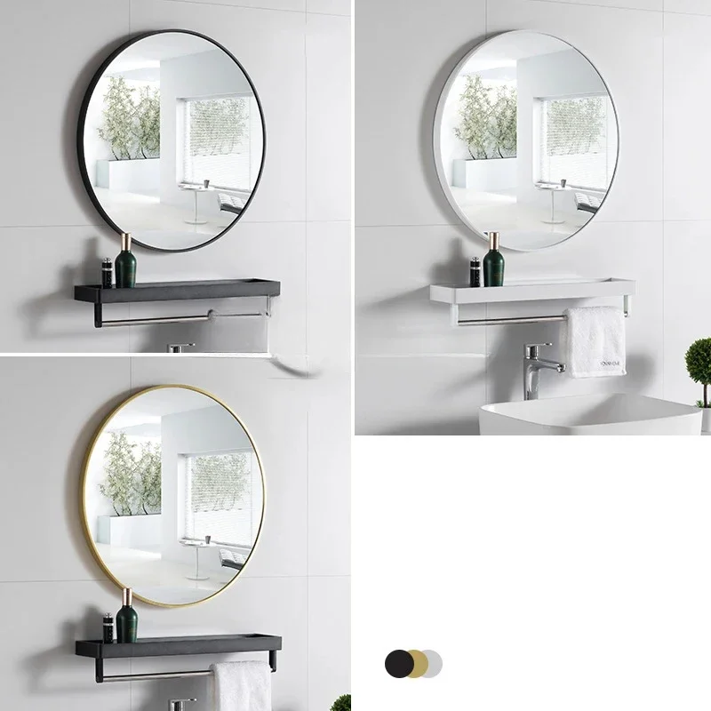 40cm/50cm/60cm/70cm/80cm Nordic Simple Bathroom Mirror Fashionable Golden Bath Round Mirror Wall Hanging  Vanity Mirror