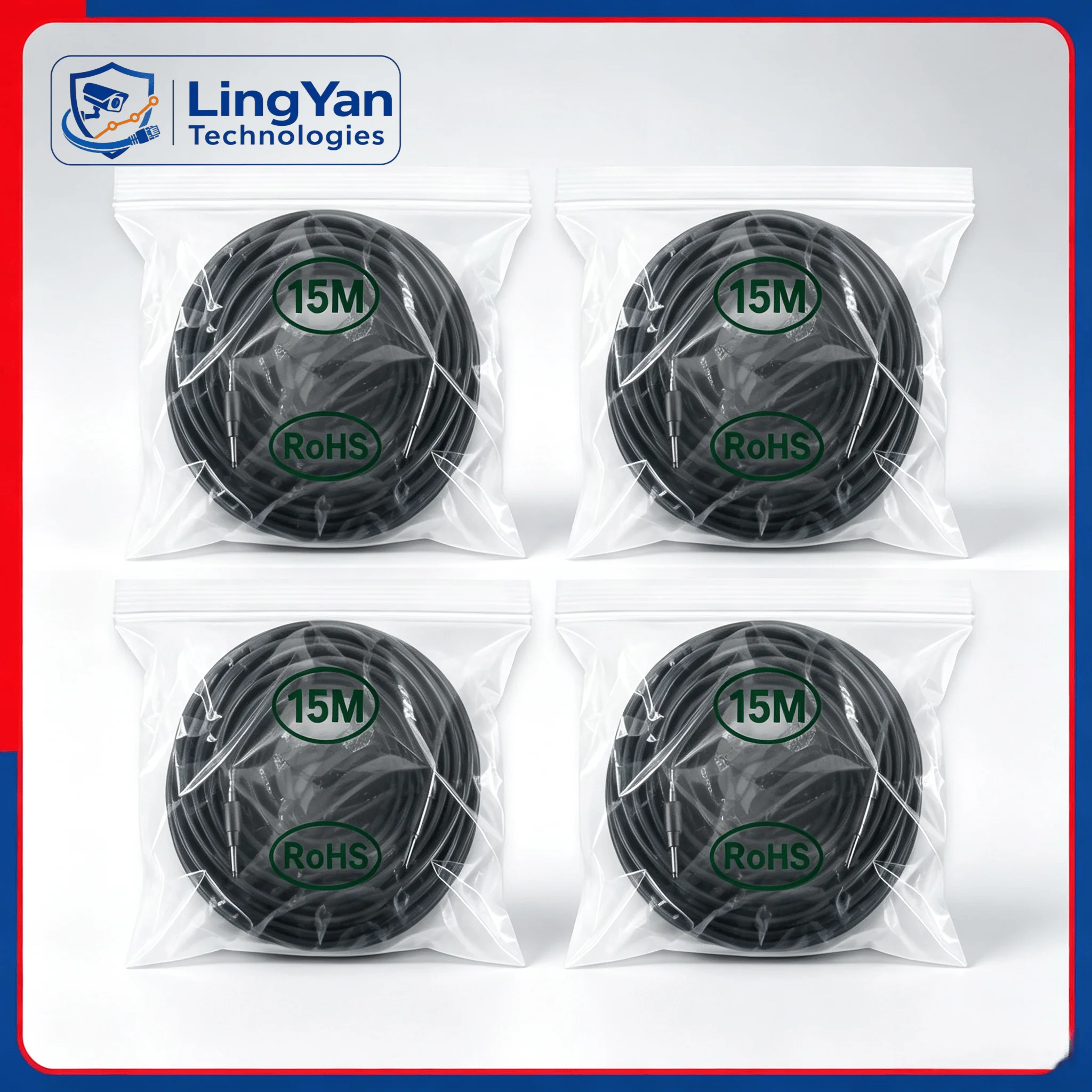 10M 15M 20M Multi-Length Extension Wire 8+2 Core RJ45 DC Dual Transmission All-in-One Cord Fit All CCTV Monitoring Devices