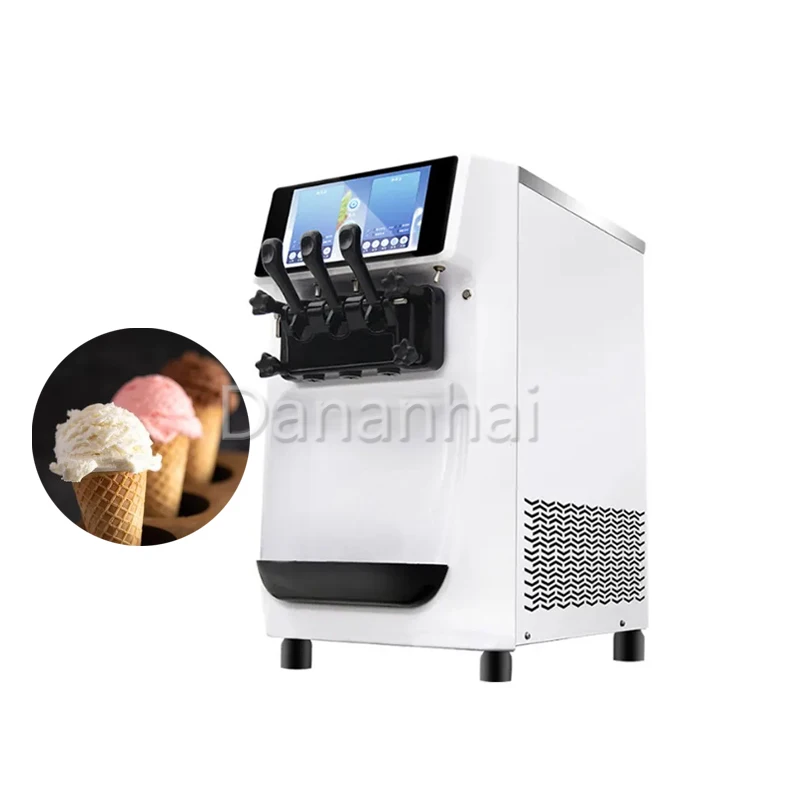 110V 220V Touch Screen Commercial Soft Ice Cream Machine, Electric Large Capacity Popsicle Machine, 3 Flavors