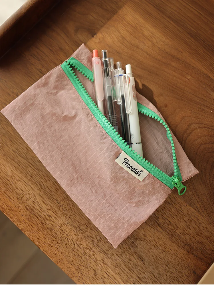 Multifunktionale schlanke Bleistift-/Stift-Aufbewahrungstasche für Schreibwaren, Schmuck, Karte, Münzen, für Frauen, Macaron-Farbschema, kleine Größe, tragbar – Detail 5