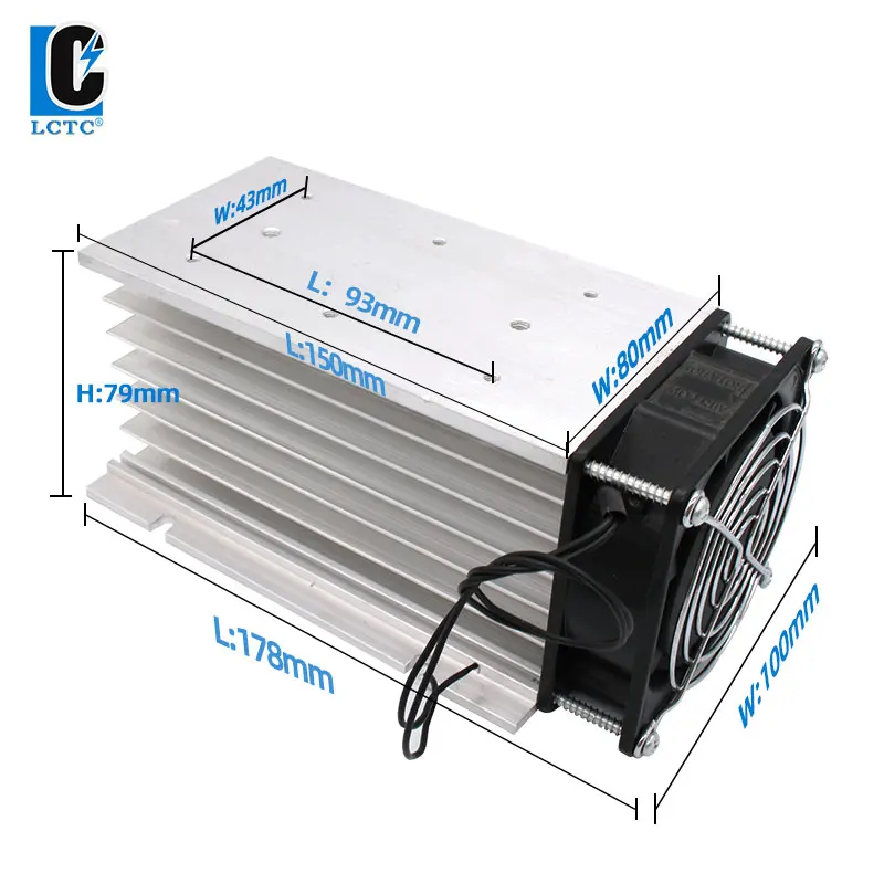 LCTC Radiator With Fan For Three-phase Solid State Relay SSR Heat Sink 60A H-150