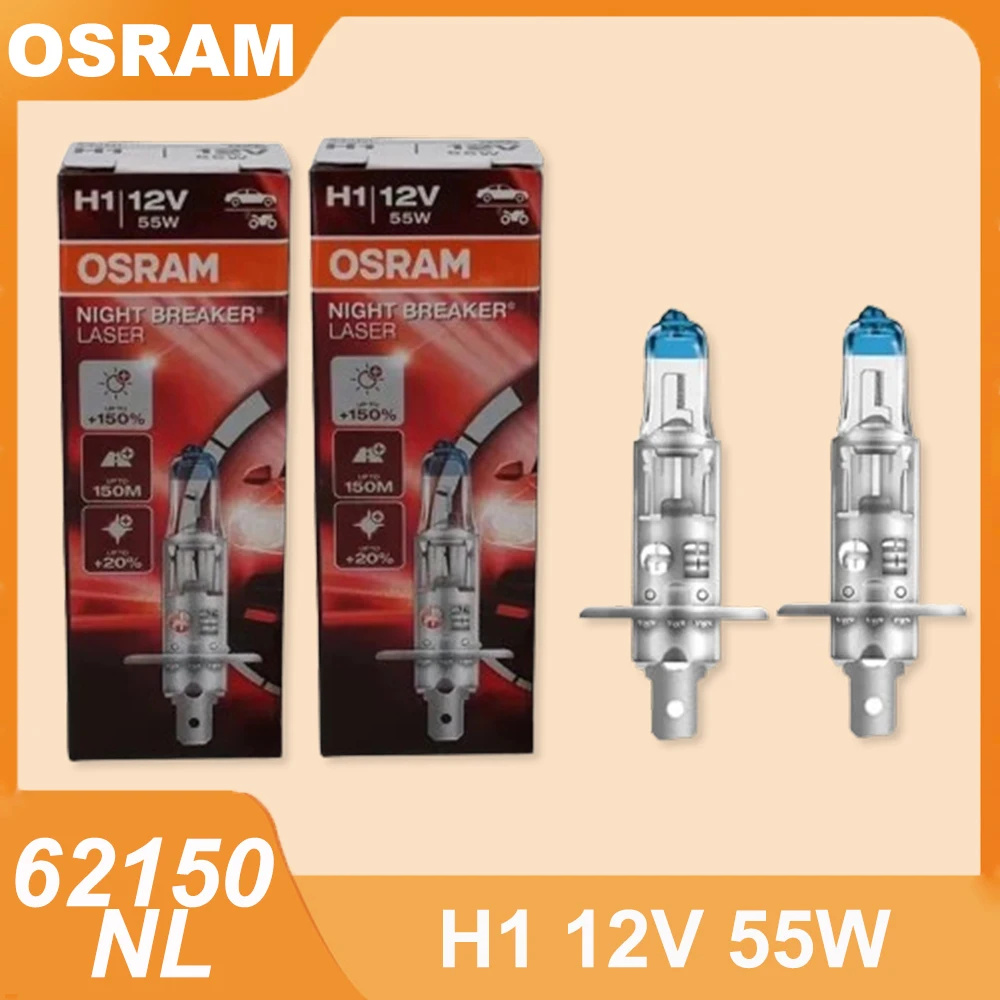 OSARM Night Breaker Laser  64150NL H1 12V 55W New Generation Halogen Fog Light 3700K High/Low Beam Car Bulbs (2 pcs)