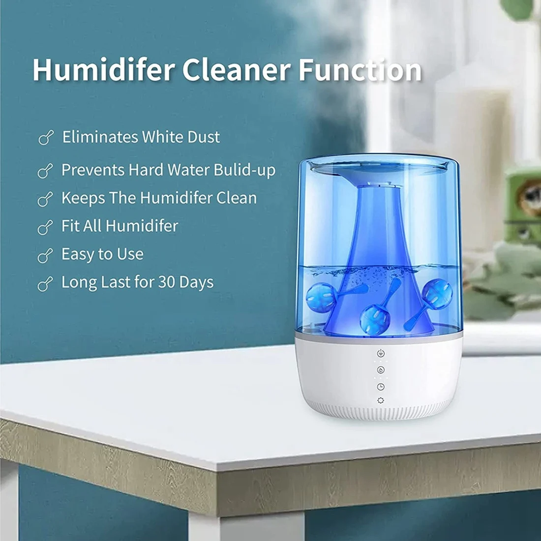 2026 New 12 Pack Humidifier Cleaner Ball For Protec Kaz PC-1&PC-2,All Warm&Cold Fog Humidifiers,Purify Water,Eliminate Dust&Odor