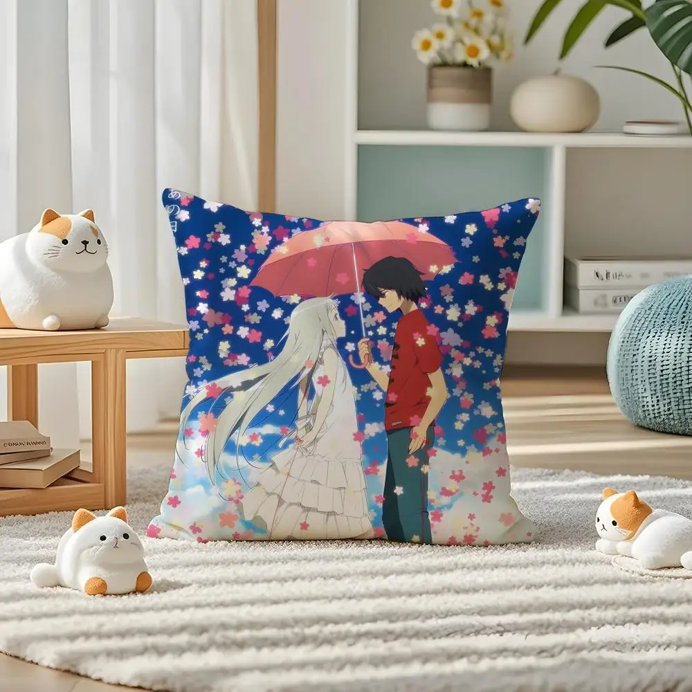 A-anoHana Anime Fashion Pillow Case Pillow Case Plush Fabric Soft Double Sided Print Home Sofa High Quality Cushion