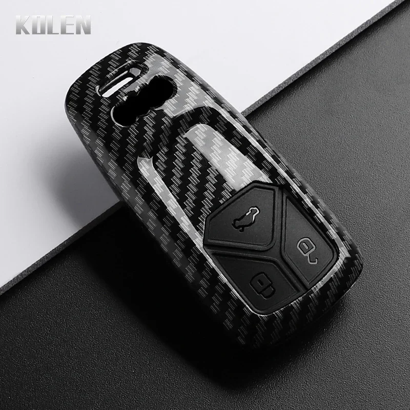 ABS Carbon Faser Auto Schlüssel Fall Abdeckung Für Audi A4 B9 A5 A6 8S 8W Q5 Q7 4M S4 S5 S7 TT TTS TFSI RS Schutz Shell Fob Zubehör